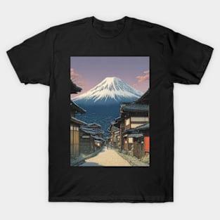 sunset mt fuji kawase hasui style art japan T-Shirt